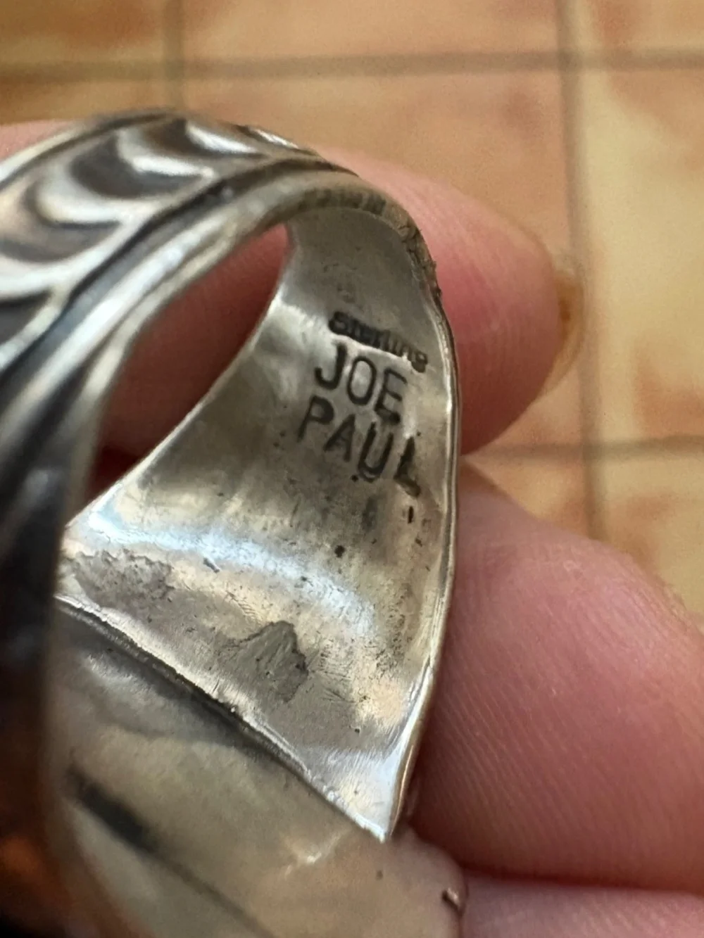 Large Sterling & Turquoise Ring By Navajo Artist Joe Paul Native American